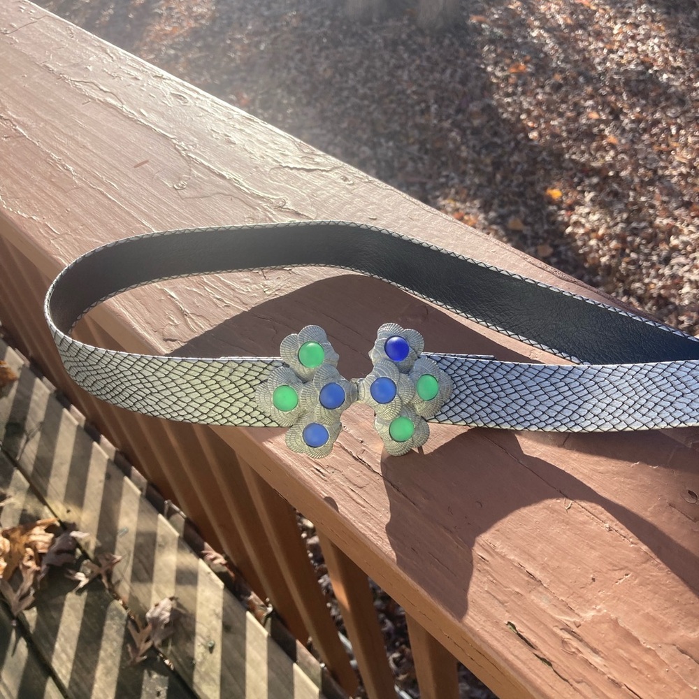 Silver snakeskin belt